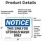 Signmission This Sink For Utensil Wash Only, 7 in W x Rectangle, Vinyl Decal OS-2PACK-NS-D-57-L-16709 - alternate 6